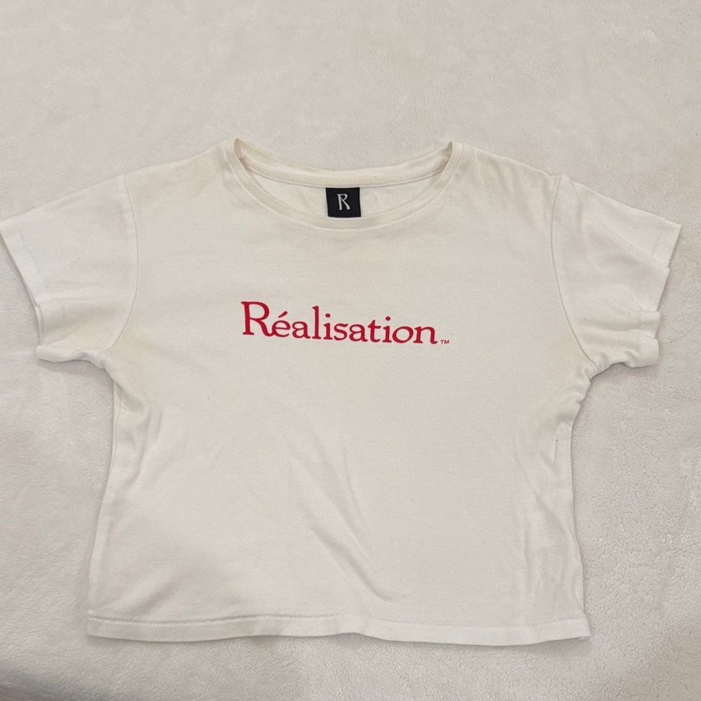 Realisation Par Baby Tee Cream Tee with Red Logo